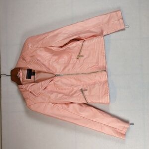 Bernardo Pink Shimmery Faux‎ Leather Bikercore Jacket S